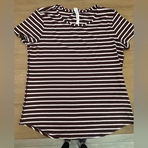 Lululemon women’s shirt size 12. Maroon and white striped.